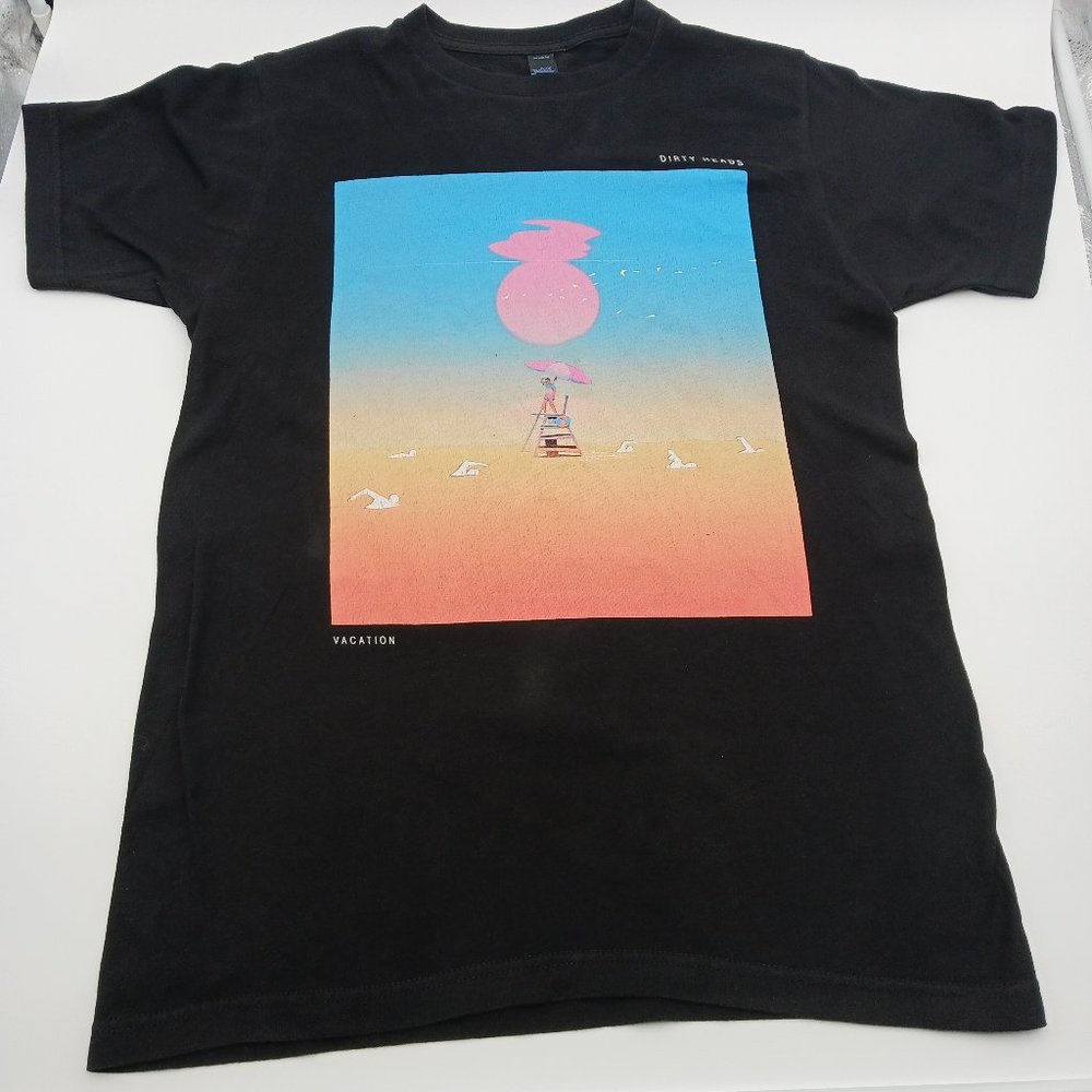 Dirty Heads Vacation Swim Team Tour T Shirt Neon Graphic Black Adult Size Medium